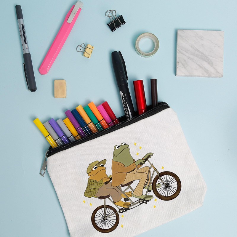 WZJHCL Frog And Toad Tandem Bicycle Makeup Pouch Bag Frog