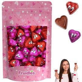 Fruidles Valentine's Milk Heartoons Chocolate Hearts, Milk Creamy Chocolaty Hearts, Holiday Treats, Individually Wrapped Foils, Kosher Certified Dairy (Half-Pound)