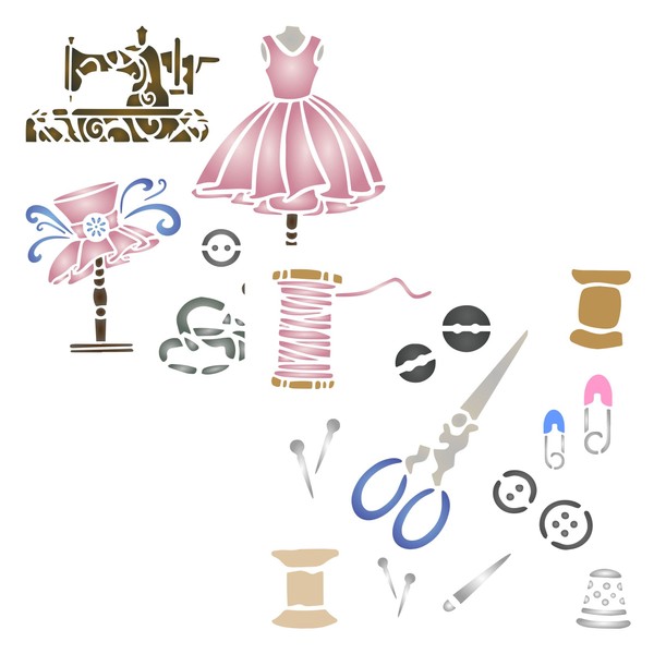 2X Sewing Stencil, 2pc / 16.5 x 16.5 cm (M)