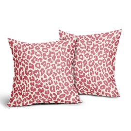 Aytipun Pink Leopard Print Pillow Covers 22x22 Set of 2 Cheetah Animal Pattern Chinoiserie Decorative Throw Pillows Outdoor Pillowcase Farmhouse Linen Cushion Case Decor for Sofa Couch Bed