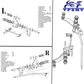 VPZMT Forward Controls Pegs Levers Linkages for Harley Dyna Street Bob 2006-2017, Low Rider 2000-2012, Super Glide 2000-2015 (Black)