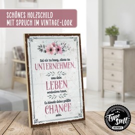 TypeStoff HS-00814 Wooden Sign with Saying - Chance - Vintage Look with Quote as a Gift and Decoration on the Theme of Motivation, Change and Change