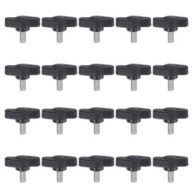 QUARKZMAN Pack of 20 Thumb Screws with T Wing Knobs, M5 x 10 mm, Plastic T-Head Threaded Bolts, Clamping Screw, Wing Screw, Grab Handles, 27 mm Clamping Button, Thumb Screws for Machine, Black