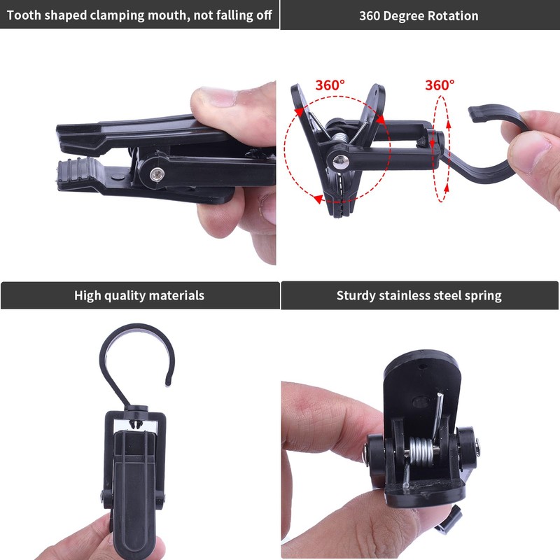 20 Pcs Super Strong Plastic Swivel Hanging Hooks, Curtain Clips,