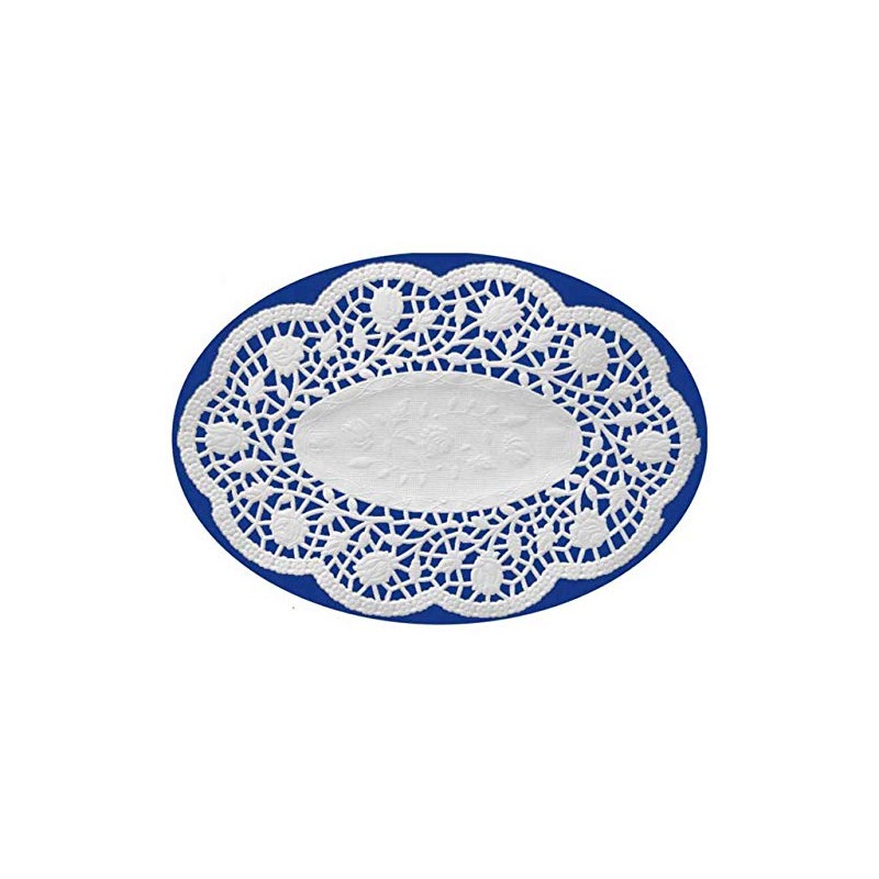 VEPATIM 500 Decorative Lace Oval Mocha Doilies White 22 x