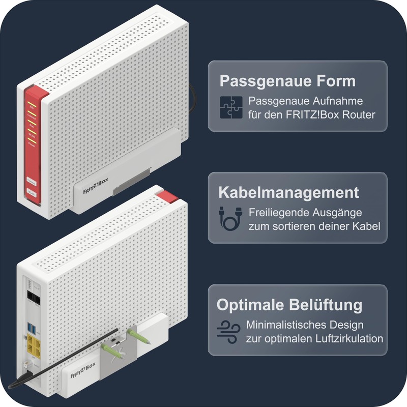 Fritzbox 6690 Wall Mount Made in Germany, Stainless Steel Fritzbox