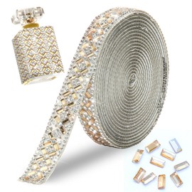 ROYTOER Shiny Rhinestone Ribbon Self Adhesive,1.5 CM Wide Crystal Ribbon for DIY Crafts,Yellow Glass Rhinestone Tape Sticker,Bling 3 Yards Diamond Strips Adhesive for Car Art Wedding Party Decorations