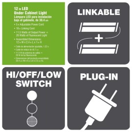 Commercial Electric NEW 12 in. LED White Linkable Plug In Under Cabinet Light