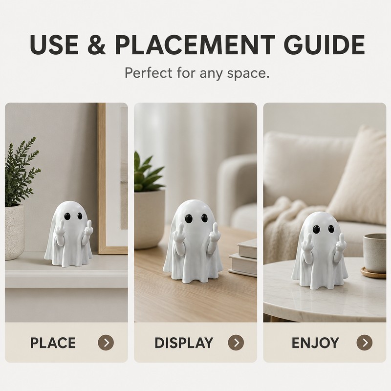 Funny Ghost Halloween Decoration Figurine for Home Display – Cute