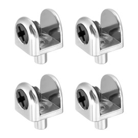 METALLIXITY Glass Shelf Support (for 5-8mm Thickness) 4Pcs, Zinc Alloy Adjustable Glass Clips Clamp Holder - for Furniture Repair, Bedroom, Silver Tone