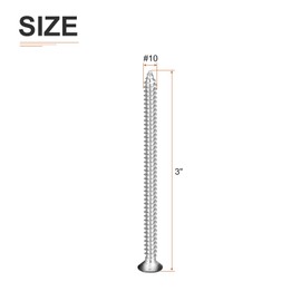 DTGN 50Pcs #10x3" Flat Head Wood Screws, 304 Stainless Steel Black Phillips Self Tapping Screws - Good for Woodworking, Furniture - Black