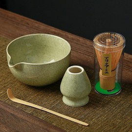 Luikyei Matcha Set - Matcha Whisk (Chasen), Whisk Holder, Matcha Bowl, Traditional Scoop (Chashaku)- The Perfect Bamboo Matcha Kit to Prepare a Traditional Cup of Japanese Matcha Tea