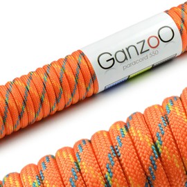 Ganzoo Paracord 550 Nylon / Polyester Rope for Bracelet, Lead, Collar, 30 Metres, Orange
