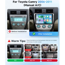 4G+64G Car Radio Stereo for Toyota Camry 2006-2011(Manual A/C) 10.1inch IPS Touch Screen/Android 15/Wireless CarPlay/Android Auto/DSP 32 EQ/GPS/WiFi/5.0Bluetooth/FM/RDS/SWC/AHD Backup Camera