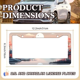HCSS Sunset Lake License Plate Frames - 2 Pack Scenery Aluminum Metal License Plate Holder Covers Car Accessory,Rust-Proof Waterproof Car Decorative Tag Frames for Standard US 12x6 Inch