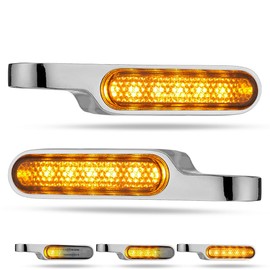 Handlebar LED Turn Signals Sequential Mini Motorcycle Blinkers Front Light Universal Compatible with Harley Sportster Dyna Honda Shadow Vulcan Road Star Cafe Racer (Flowing Chrome)