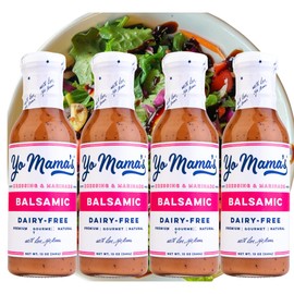 Yo Mama's Foods Gourmet Natural Balsamic Vinaigrette Dressing and Marinade - Pack of (4) - Low Carb, Low Sodium, and Gluten-Free
