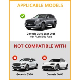 Tuyoung 220lbs Lockable Roof Rack Cross Bars Compatible with Genesis GV80 2021 2022 2023 2024 2025, Heavy Duty Anti-Theft Aluminum Roof Rails Crossbars Cargo Carrier Bag Black Bike