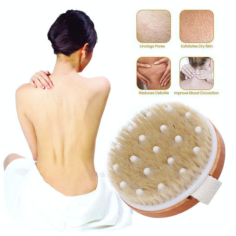 Uervoton Dry Brush Body Brush Exfoliating Brush Natural Bristles Bath