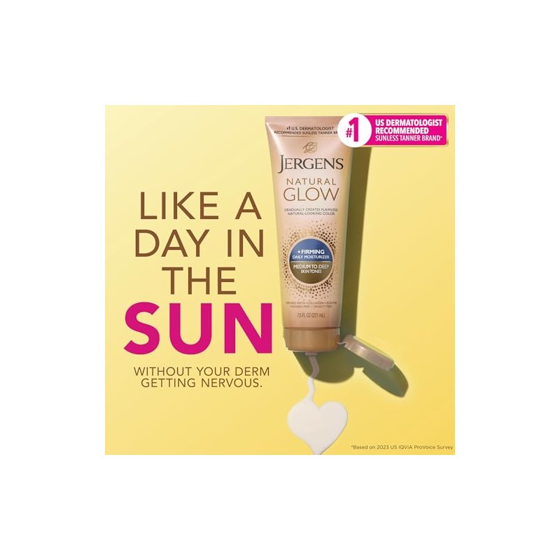 Jergens Natural Glow + reafirmante hidratante diario, Medium to Tan,