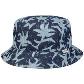 Stetson Denim Print Bucket Fabric Hat - Two-Tone Hat Made of 100% Cotton - UV Protection 40 - Summer Hat - Made in the EU - Unisex - Spring/Summer, darkblue, M