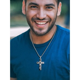 Richsteel Soccer Cross Necklace Bible Verse I CAN DO All Things Stainless Steel Sport Pendant for Men