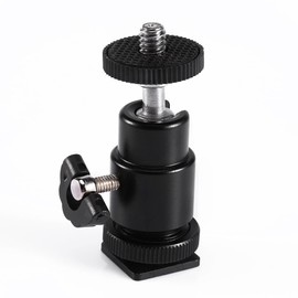 Mini Tripod Ball Head, Camera Tripod 1/4 Hot Shoe Adapter Flash Light Bracket Holder Mount Cradle 360 Degree Ball Head with Lock