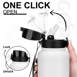 GOPPUS 1.2L/40oz Stainless Water Bottle with Straw Large Thermal Bottle 1200ml Flip Top Metal Bottles Cold Drink Leakproof Flask Big Drinks Bottles Double Walled Insulated Bottle Travel Water Bottle