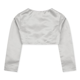 Bolerose Girls Satin Long Sleeve Bolero Childrens Kids Shrug (Silver, 11-12 Years)