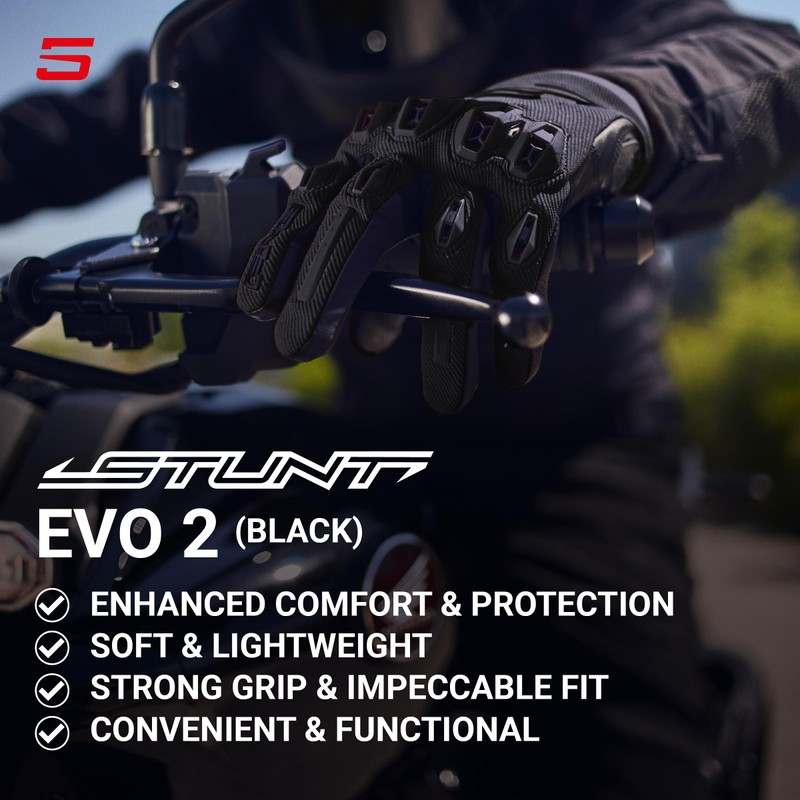 Five Motorcycle Gloves Black (Size: M) STUNT EVO2 Gloves