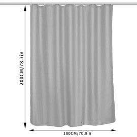 BOZKAA Waterproof Shower Curtain, 180 x 200 cm, Washable, Quick-Drying Fabric, Polyester Shower Curtains with 12 Shower Curtain Rings, White (Light Grey)