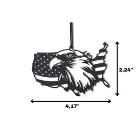 American Eagle Flag Car Mirror Hanging Accessory - Swinging Ornaments - Black Car Pendant, Charms Ornament for Men & Women