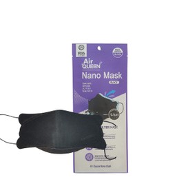 [10P] AirQUEEN nano fiber filter mask, Large, Black, Individually wrapped, made in Korea