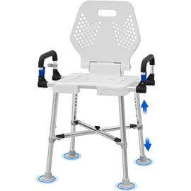 Shower Chair for Seniros Elderly Handicap Disabled or Bariatric Adults with Arms and Back, Bench Seat for Inside Shower stall and Bathroom Bath Tub Seats Adjustable Stool Heavy Duty 500 lbs sit Chairs