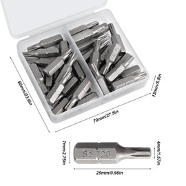 Rybtd 30 Pcs T20 Bits,T20 torx Bit x 25mm Hex Shank Security Bits Torx Bit Set Screwdriver Bits 1/4 Inch Hex Screwdriver Bits Set for ElectricManual Screwdrivers Electronic Repair Tools