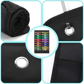 Sinzip Heavy Duty 20 Pocket Door Hanging File Organizer with Name Tag Holders, Black Wall Storage Pocket Charts with 4 Hangers, Great for Classroom, School, Home or Office Use (20 Nametag Pocket)