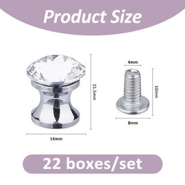 SUPERFINDINGS 22PCS Cabinet Knobs Drawer Knobs Diamond Handles Crystal Glass Drawer Pulls Aluminium Alloy 15.5mm Mini Decorative Handles Single Hole Handle with Screws for Wardrobe Cabinet Closets