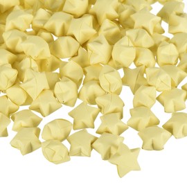 sourcing map 136pcs Pre-Made Origami Lucky Stars Paper Wishing Star Light Yellow for Best Wish Christmas Party Wedding Valentine's Day Girl Friends Gift