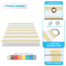 Patio Paradise 16' x 18' Sun Shade Cloth with Grommets Rectangle Shade Sail Canopy Pergola Cover with Straight Edge, UV Block Fabric for Backyard Deck Outdoor Activities, Beige White Stripe