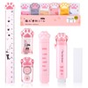 TIESOME Cute Cat Paw Stationery Set, 7 Pcs Kawaii Cartoon