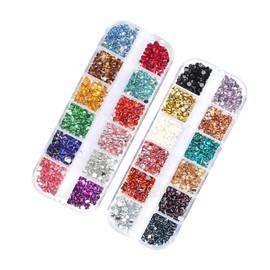 OHPHCALL 12grid Nail Art Decor Rhinestone Applicator DIY Manicure Jewelry Shiny Nail Rhinestones for Beginners and Salons