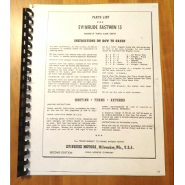 1955 Evinrude Fastwin 15hp, 15016 15017 Outboard Motor Parts Catalog List Manual