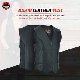 Daniel Smart Women's Leather Vest – Premium Cowhide Leather Vest with Side Laces and a Concealed Armory Pocket (6X-Large)