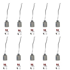 E26 E27 Ceramic Light Socket Standard Medimun Screw Base Bulb lamp Holders 5Pcs 10PCS with Wires for Hot Halogen Bulbs (10PCS)