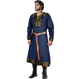 Tyuduo Mens Medieval Viking Tunic Surcoat Renaissance Pirate Knight Cosplay Warrior LARP Costume(M,Z3778BU)