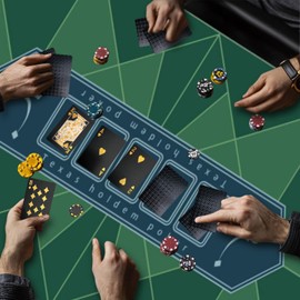 AQQA Table Top Mat 70" x 35"-Poker Table Top Mat with Non-Slip Backing & Playing Cards - Waterproof & Foldable - Portable Texas Holdem Poker Mat - Casino Table Playing Card Mat