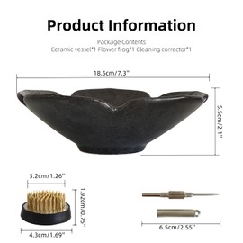 NIUKOMY Ikebana Flower Pot, Ceramic Ikebana Vase, Ikebana Flower Vase, Ikebana Flower Arrangement Supplies with 4cm Kenzan Flower Frog and Cleaning Needle for Home Decoration, Flower Shape 03