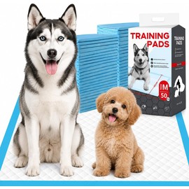 PUBAMALL Almohadillas para Perros Super absorbentes y a Prueba de Fugas, Almohadillas Impermeables para Perros, Almohadillas de Entrenamiento para Perro (M (60*45cm) 50 Piezas-Modelo B)