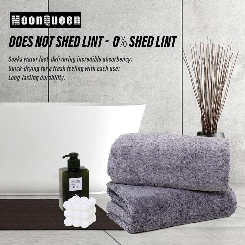 MOONQUEEN 2 Pack Premium Bath Towel Set - Quick Drying