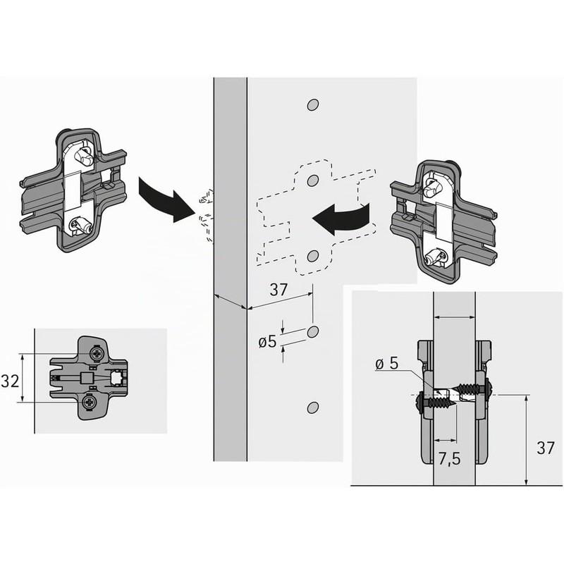 Hettich Sensys 8687 Wide Angle Hinge 165° - Zero Input,